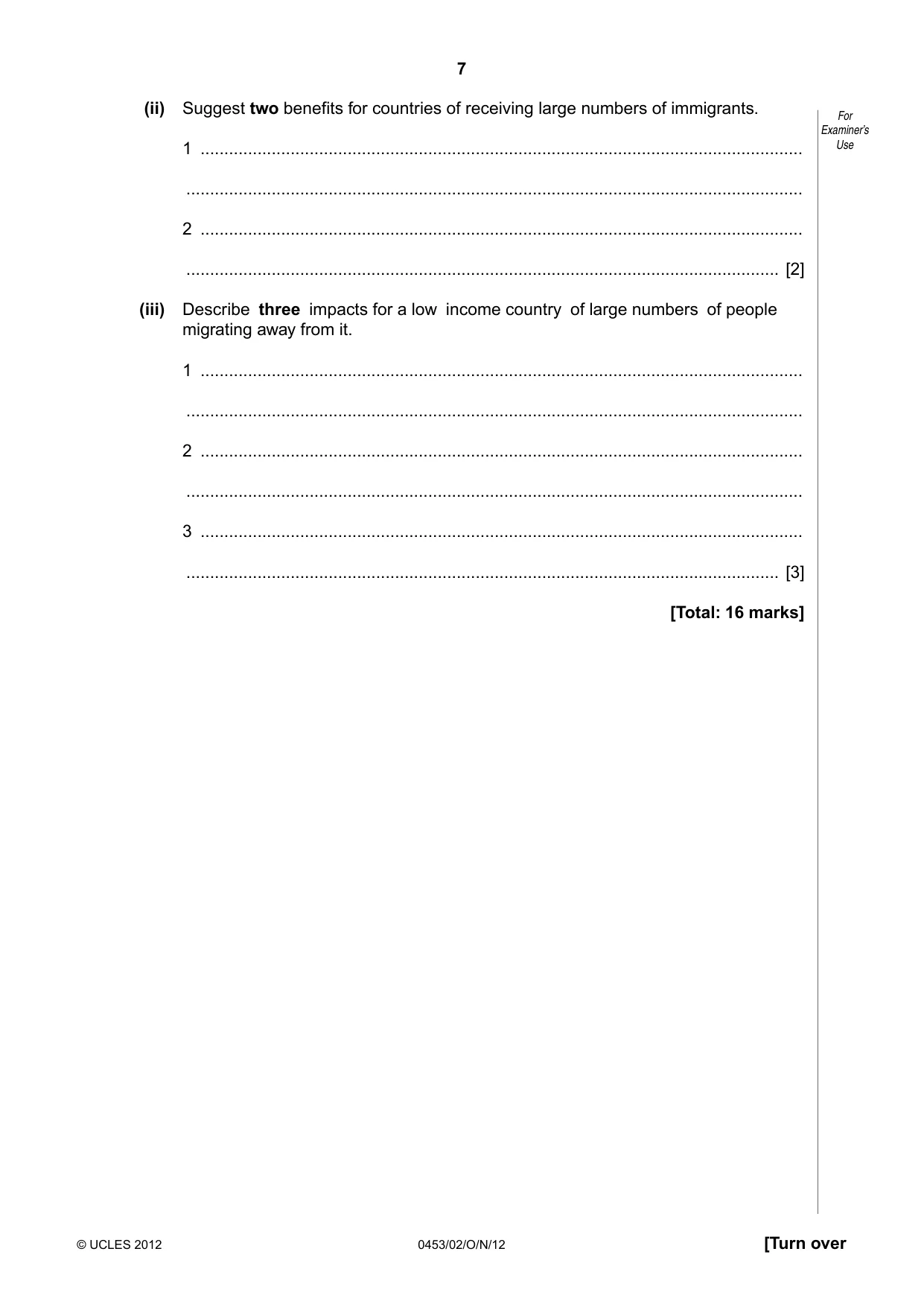 Cambridge IGCSE Development Studies 0453 2012 Oct/Nov Paper 2 · Variant 1 question paper, page 7 of 20