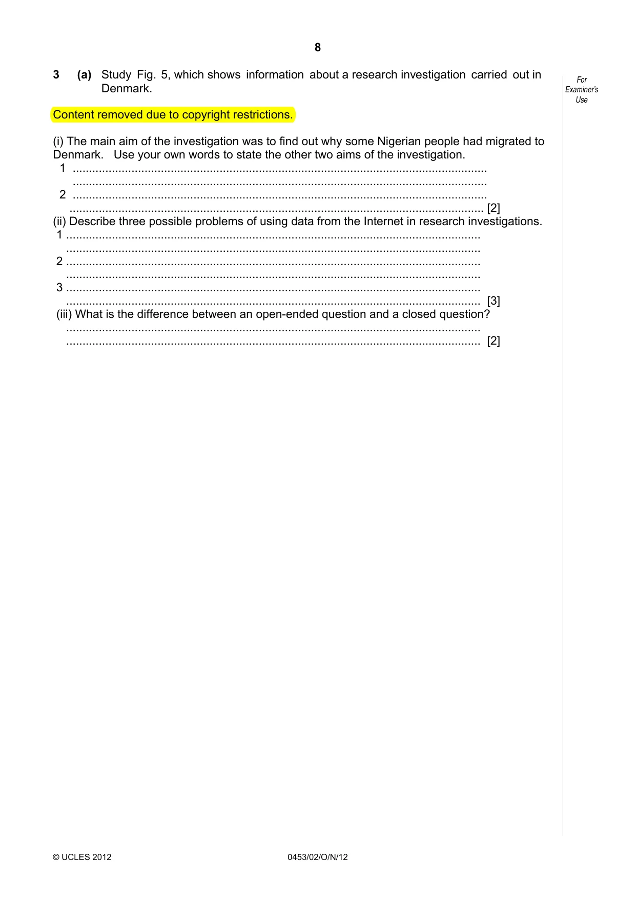 Cambridge IGCSE Development Studies 0453 2012 Oct/Nov Paper 2 · Variant 1 question paper, page 8 of 20