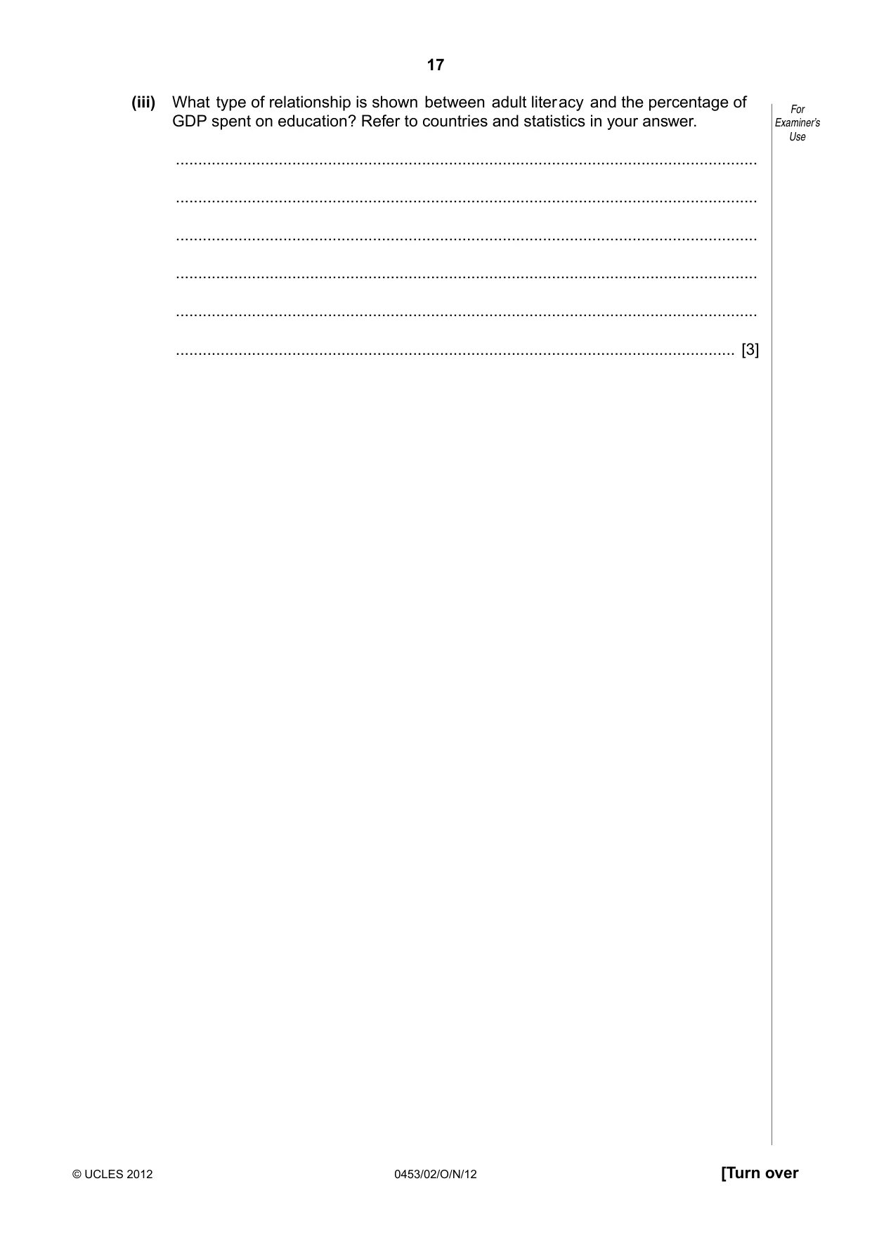 Cambridge IGCSE Development Studies 0453 2012 Oct/Nov Paper 2 · Variant 1 question paper, page 17 of 20
