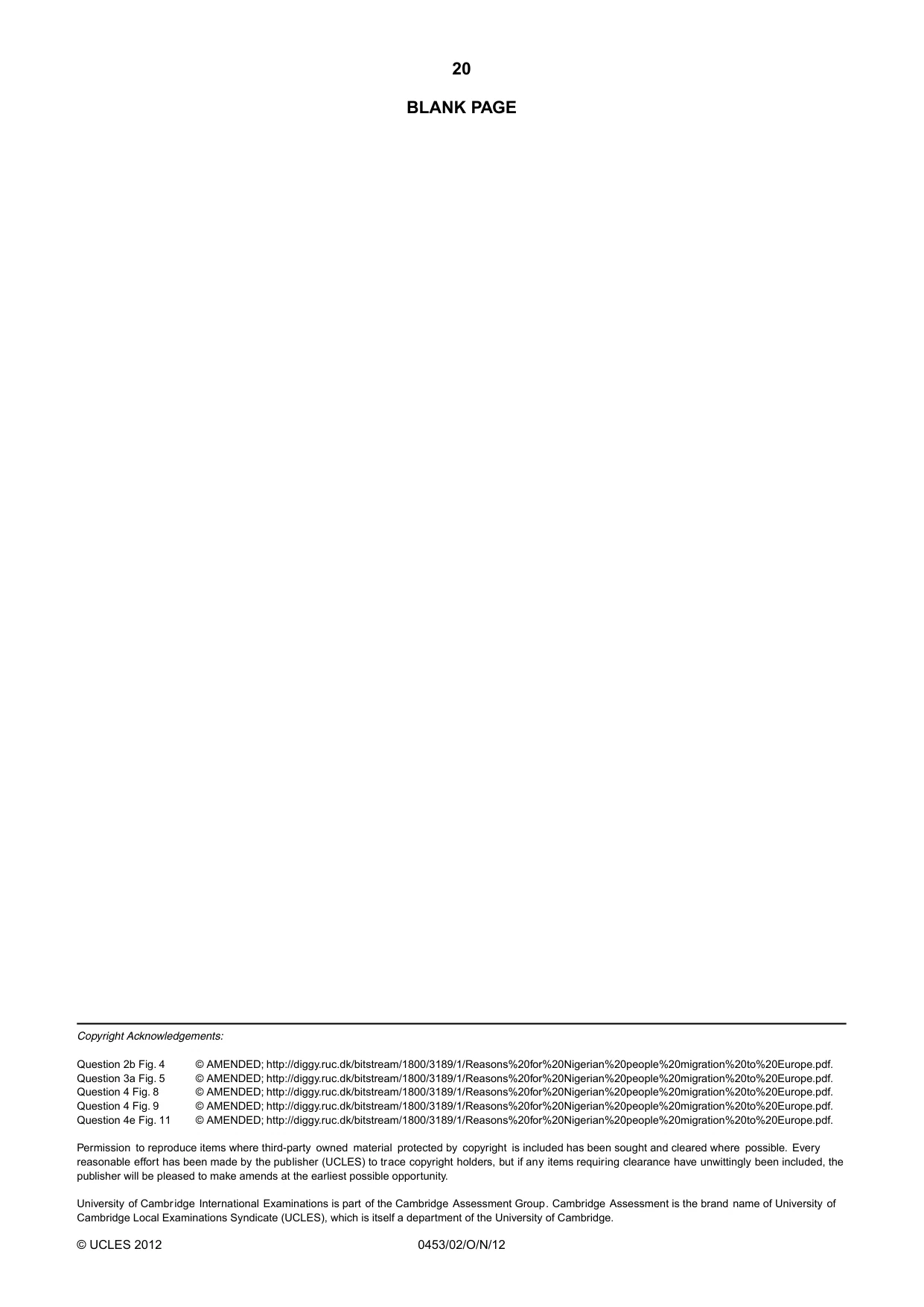 Cambridge IGCSE Development Studies 0453 2012 Oct/Nov Paper 2 · Variant 1 question paper, page 20 of 20