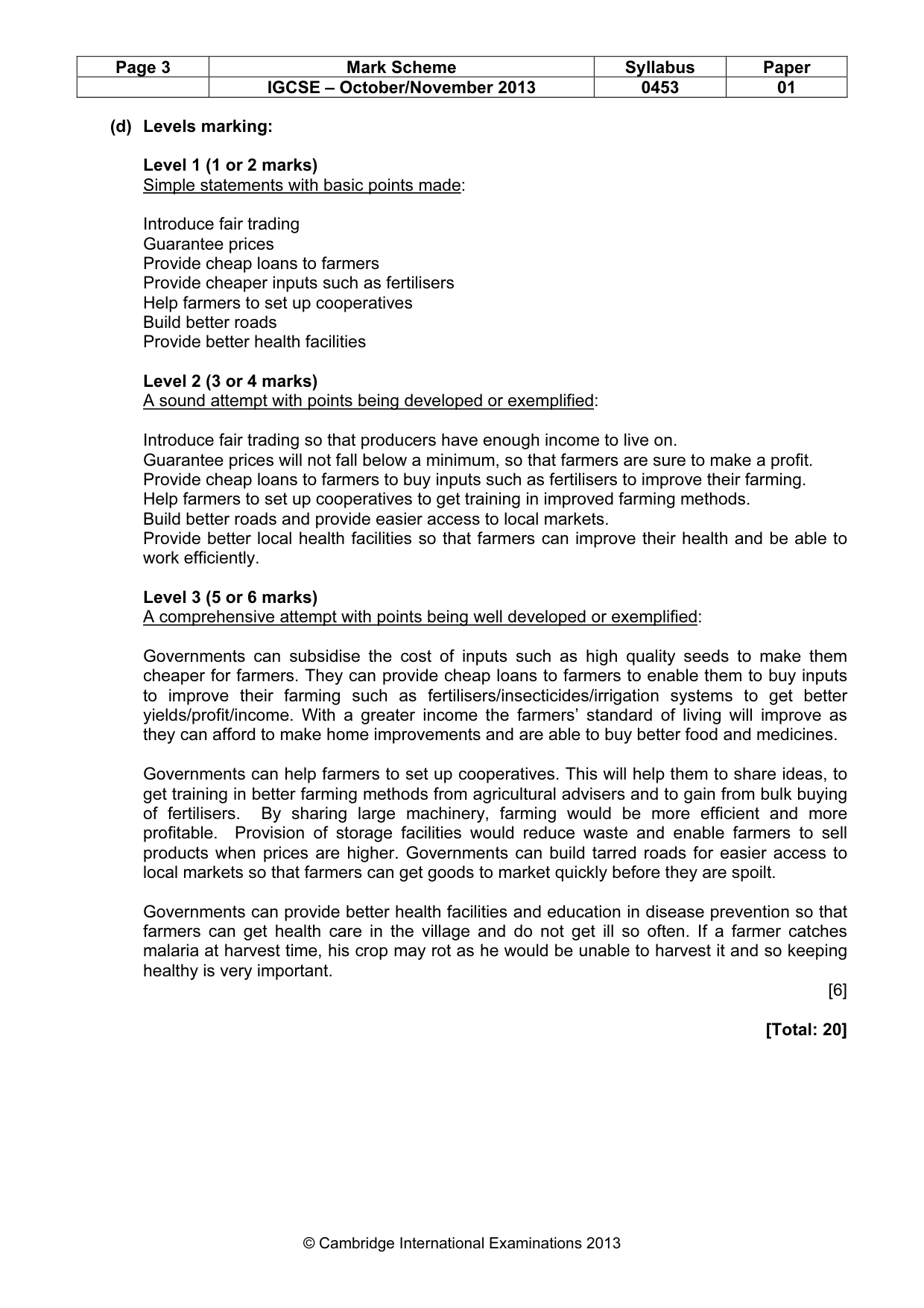 Mark scheme, page 3 of 9