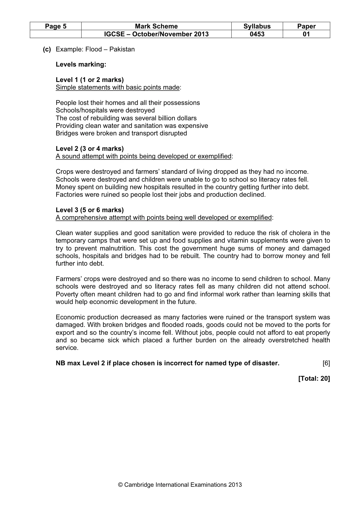 Mark scheme, page 5 of 9