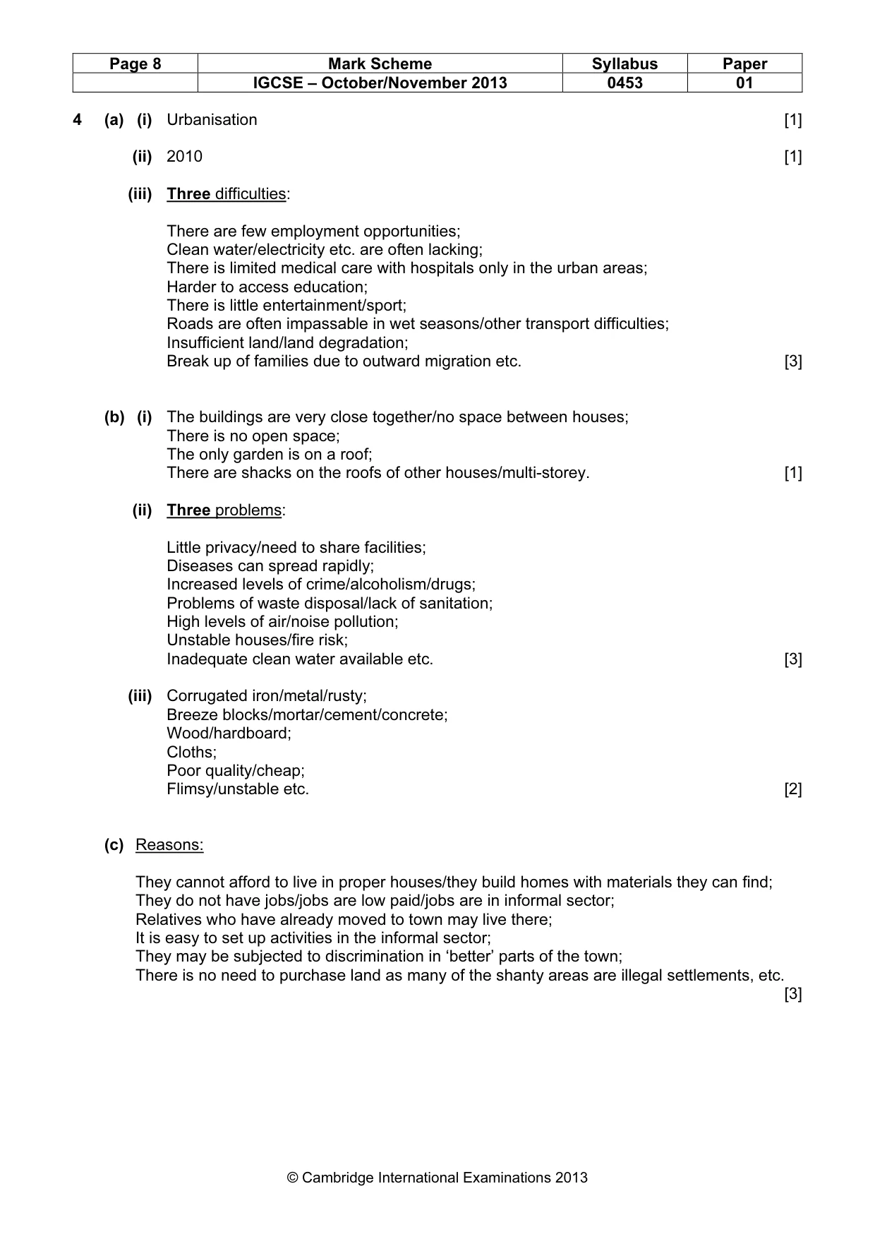 Mark scheme, page 8 of 9