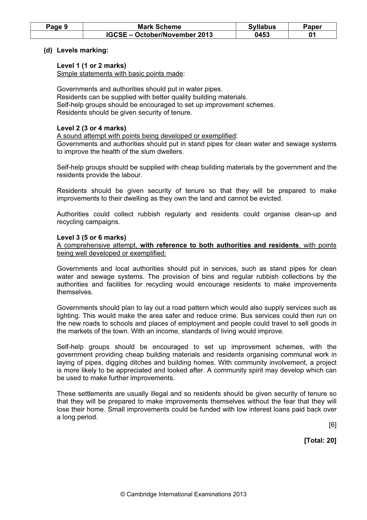 Mark scheme, page 9 of 9