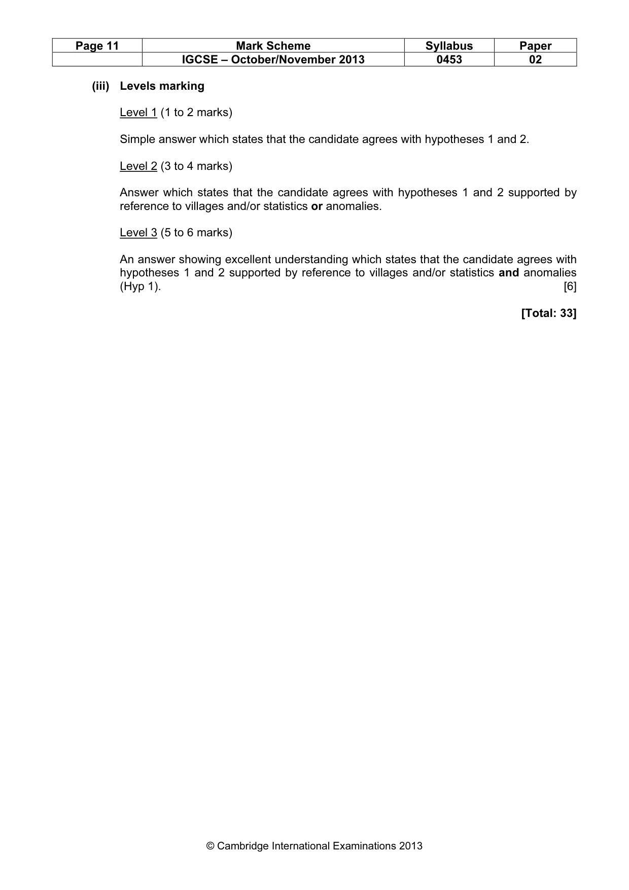 Mark scheme, page 11 of 11