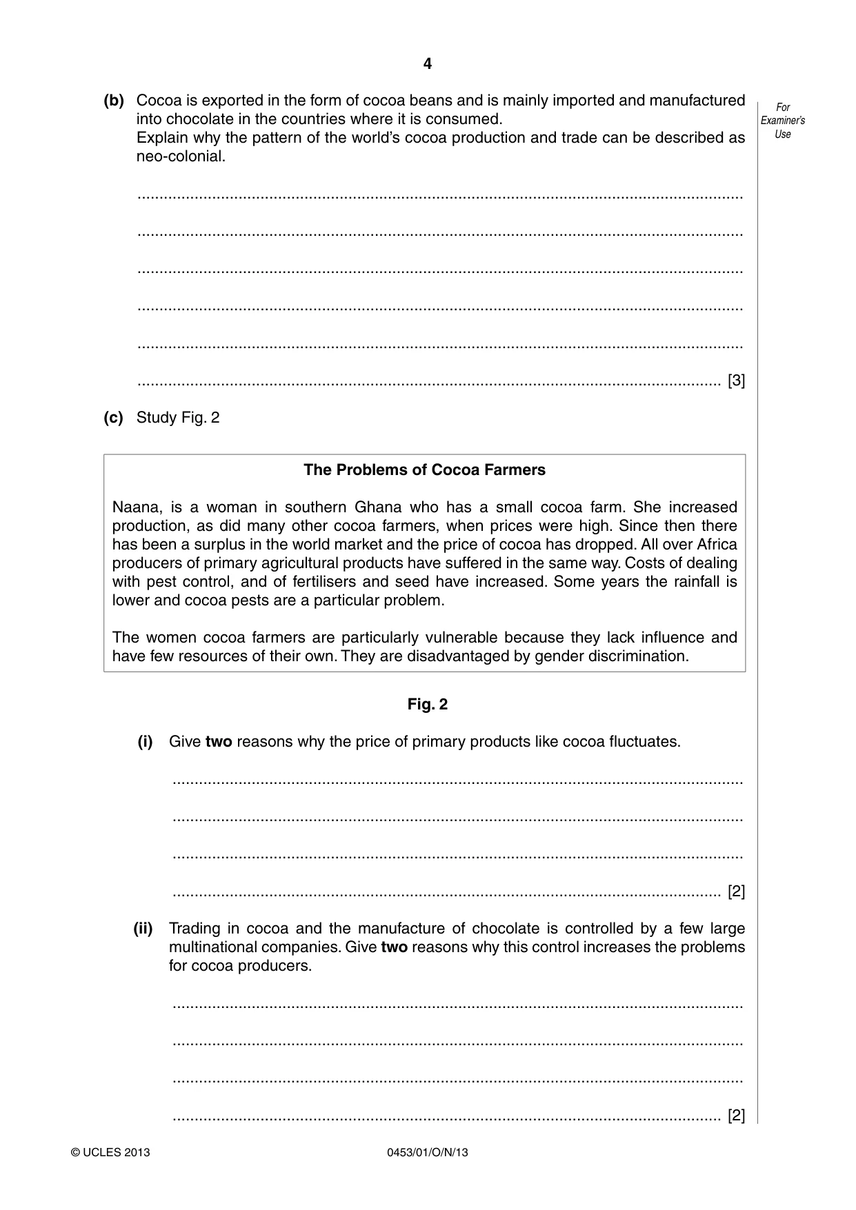 Cambridge IGCSE Development Studies 0453 2013 Oct/Nov Paper 1 · Variant 1 question paper, page 4 of 16