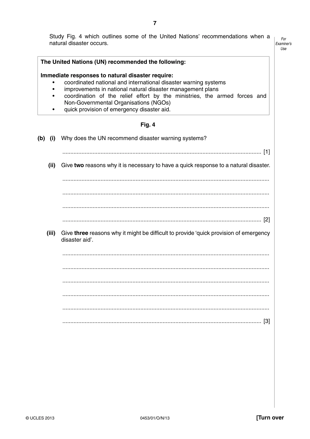 Cambridge IGCSE Development Studies 0453 2013 Oct/Nov Paper 1 · Variant 1 question paper, page 7 of 16