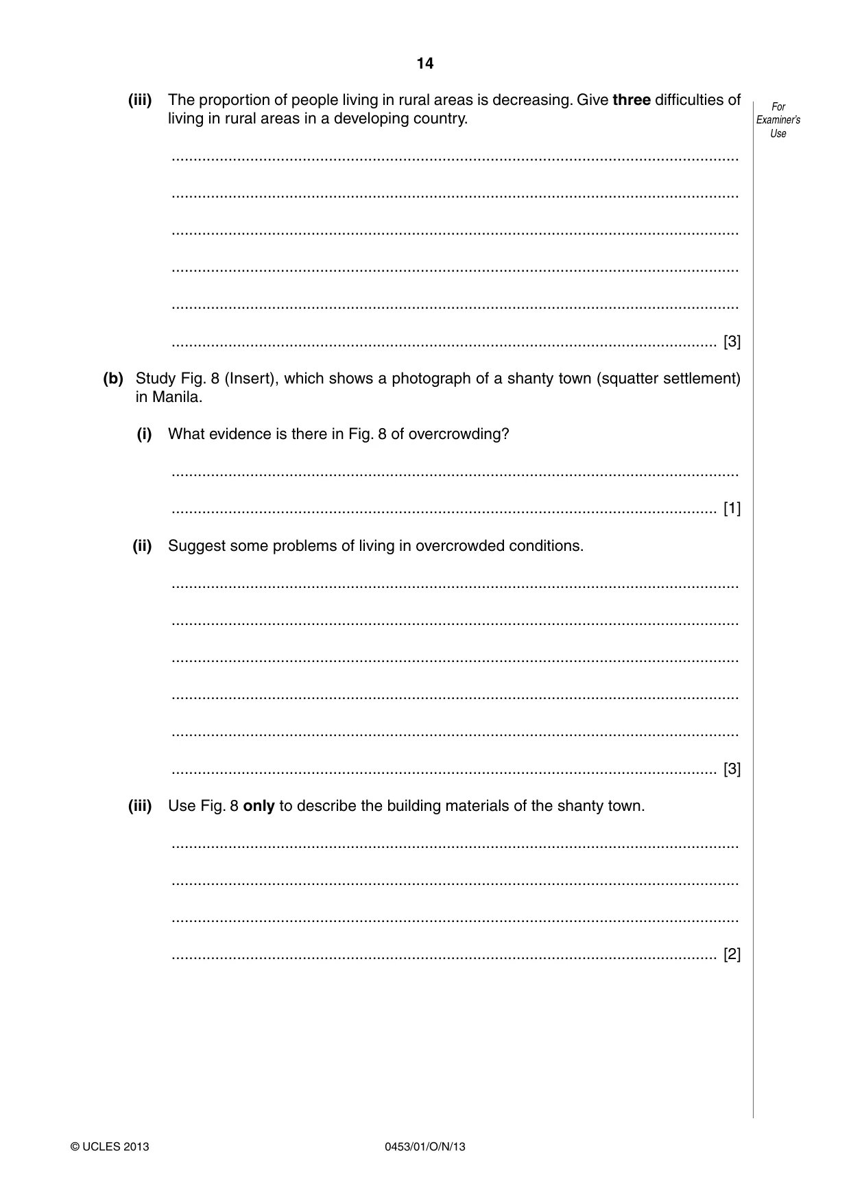 Cambridge IGCSE Development Studies 0453 2013 Oct/Nov Paper 1 · Variant 1 question paper, page 14 of 16