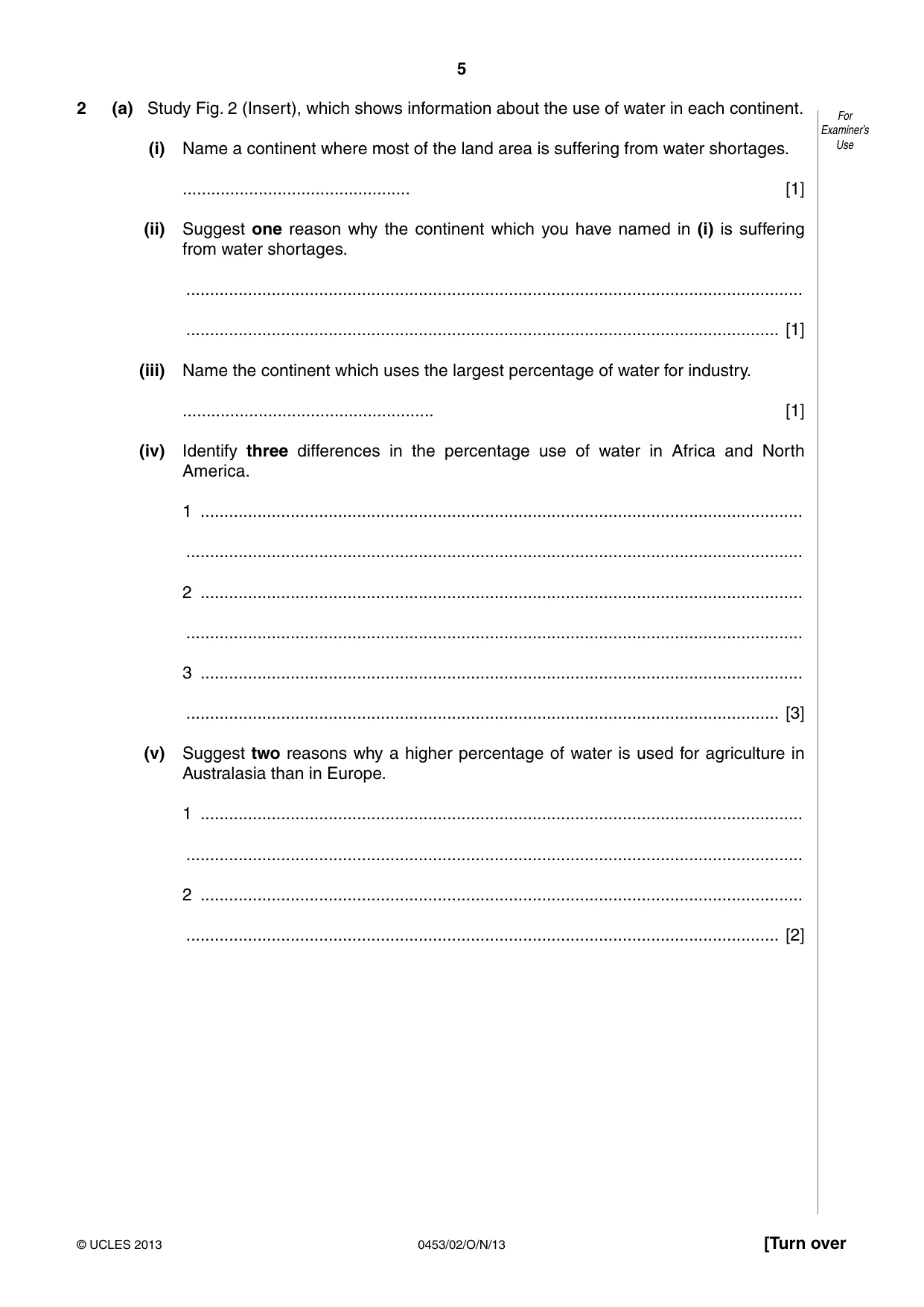 Cambridge IGCSE Development Studies 0453 2013 Oct/Nov Paper 2 · Variant 1 question paper, page 5 of 16