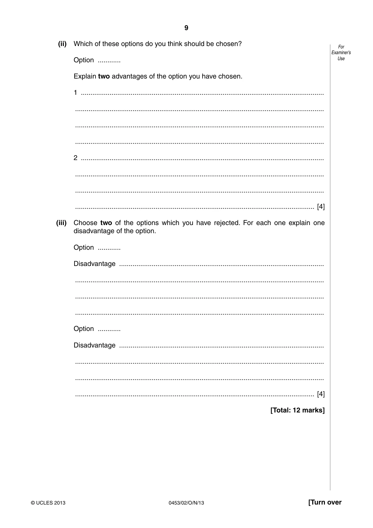 Cambridge IGCSE Development Studies 0453 2013 Oct/Nov Paper 2 · Variant 1 question paper, page 9 of 16