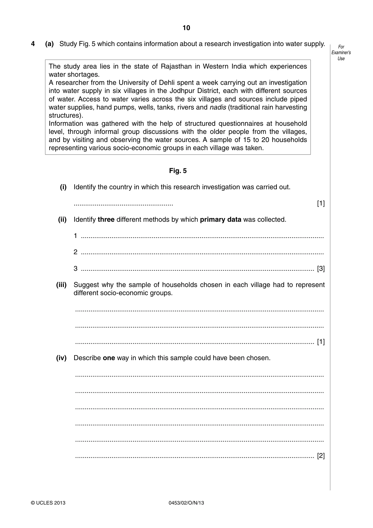 Cambridge IGCSE Development Studies 0453 2013 Oct/Nov Paper 2 · Variant 1 question paper, page 10 of 16