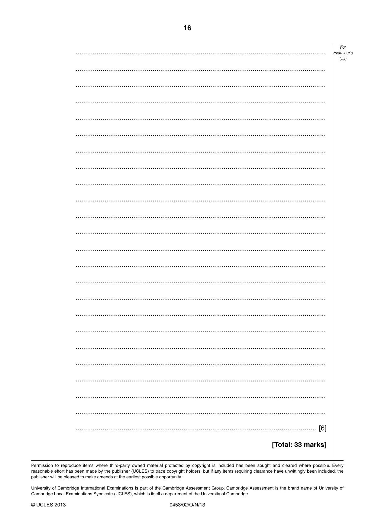Cambridge IGCSE Development Studies 0453 2013 Oct/Nov Paper 2 · Variant 1 question paper, page 16 of 16