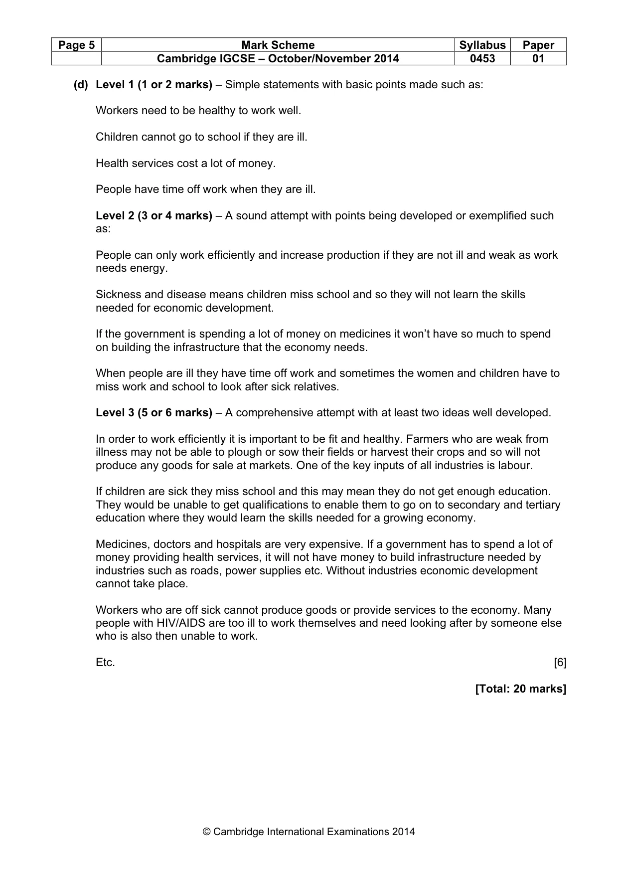 Mark scheme, page 5 of 9