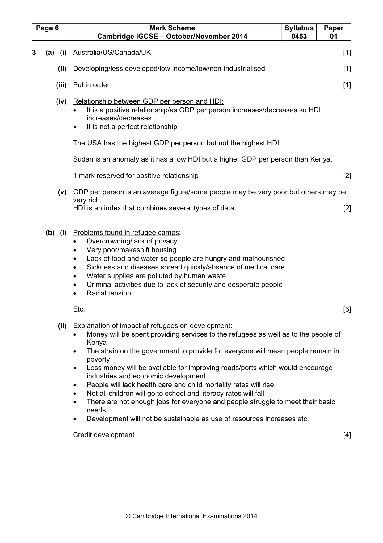 Mark scheme, page 6 of 9