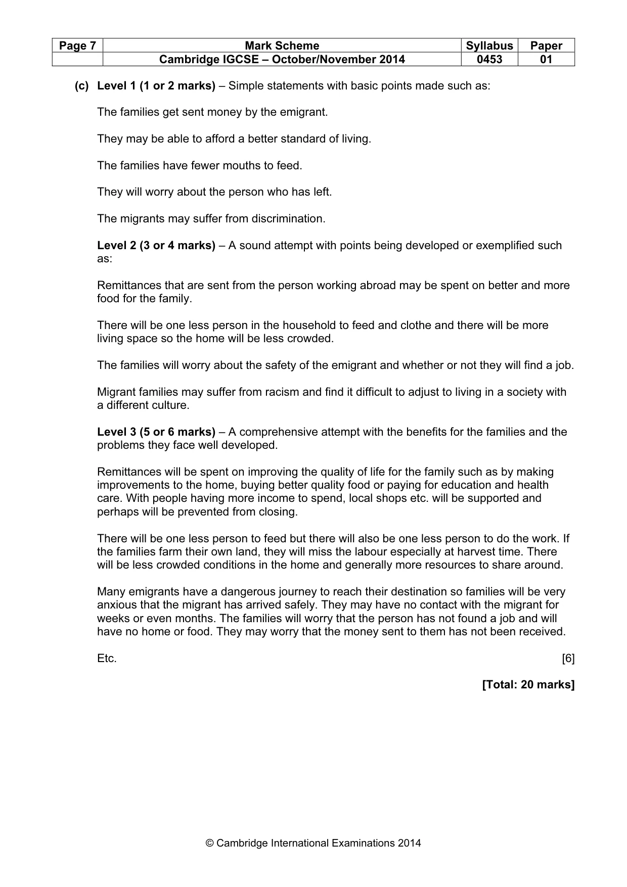 Mark scheme, page 7 of 9