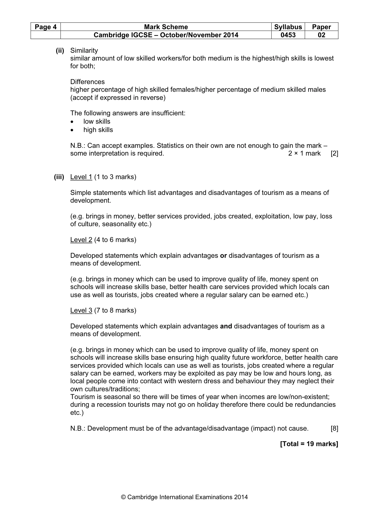 Mark scheme, page 4 of 9
