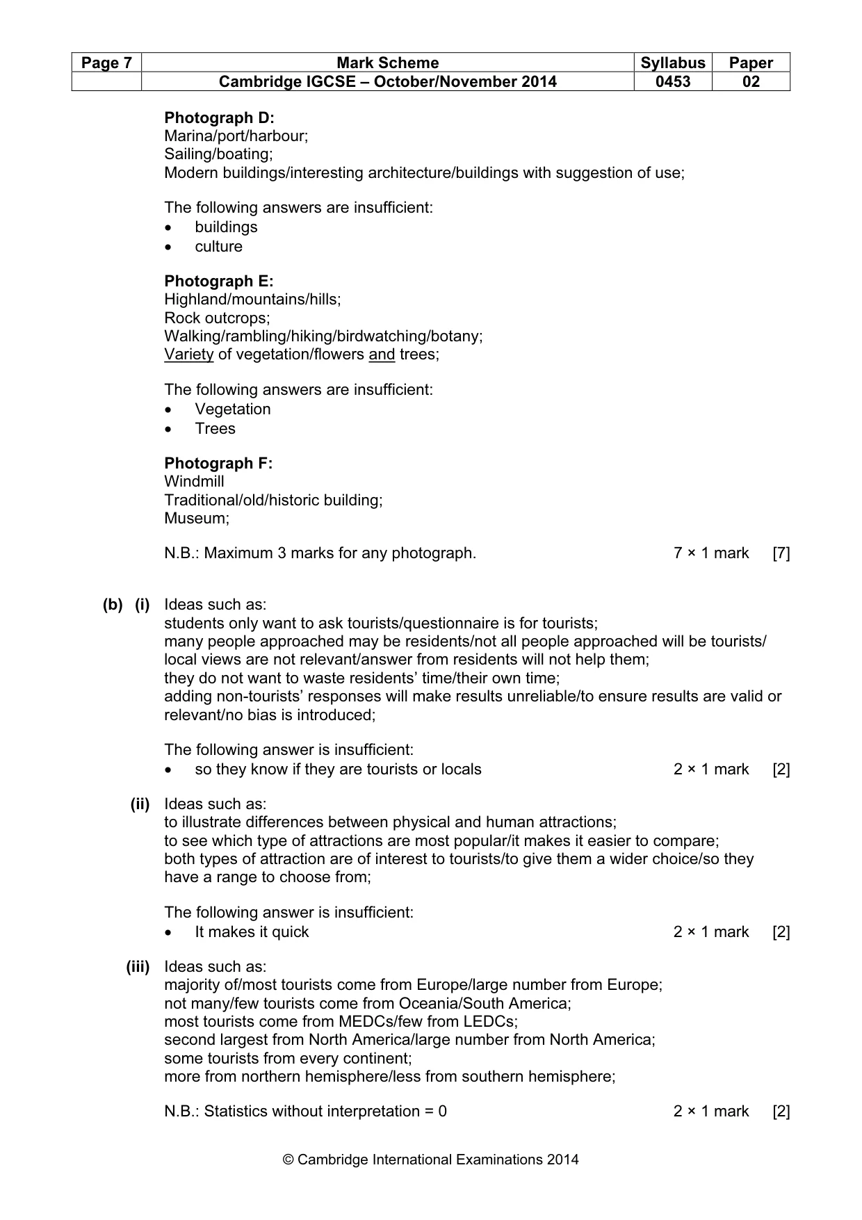 Mark scheme, page 7 of 9