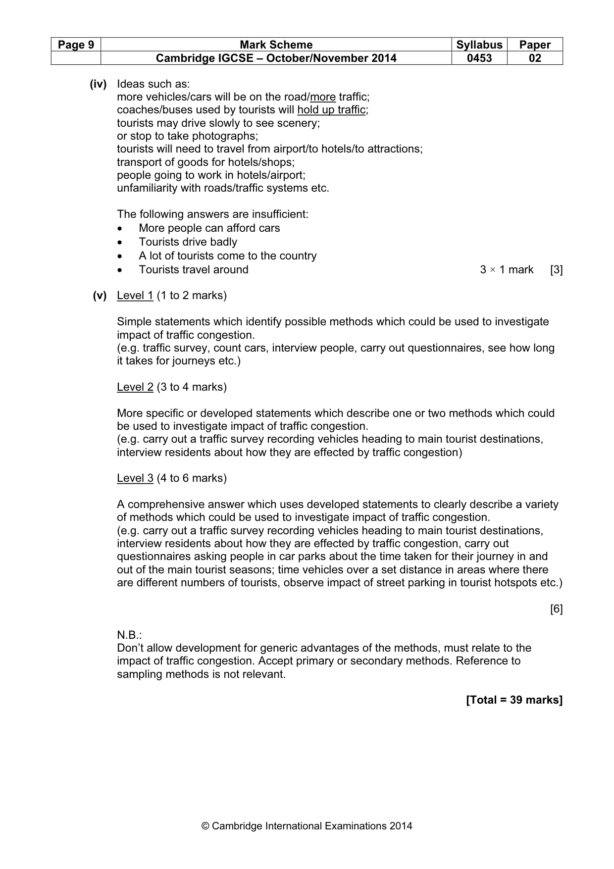 Mark scheme, page 9 of 9