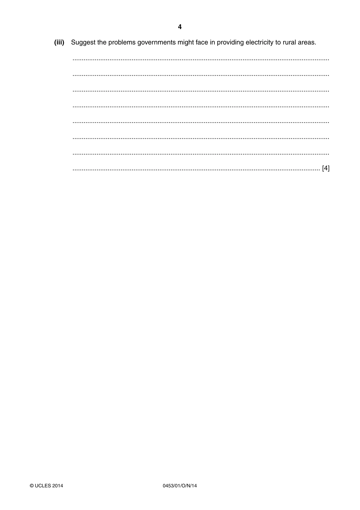 Cambridge IGCSE Development Studies 0453 2014 Oct/Nov Paper 1 · Variant 1 question paper, page 4 of 16