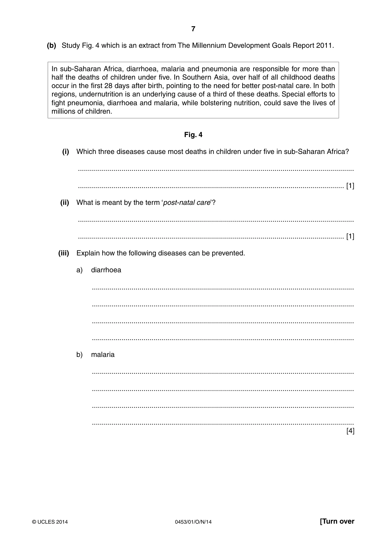 Cambridge IGCSE Development Studies 0453 2014 Oct/Nov Paper 1 · Variant 1 question paper, page 7 of 16