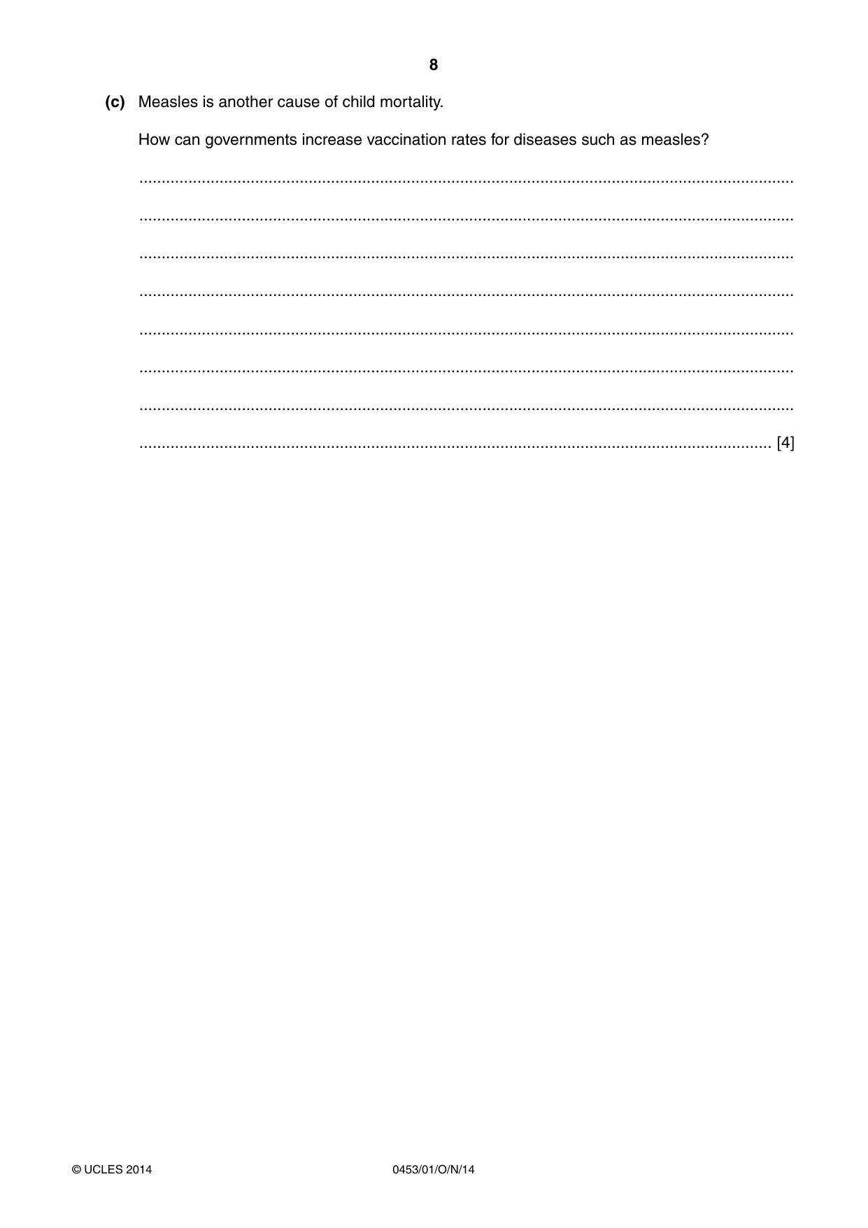 Cambridge IGCSE Development Studies 0453 2014 Oct/Nov Paper 1 · Variant 1 question paper, page 8 of 16