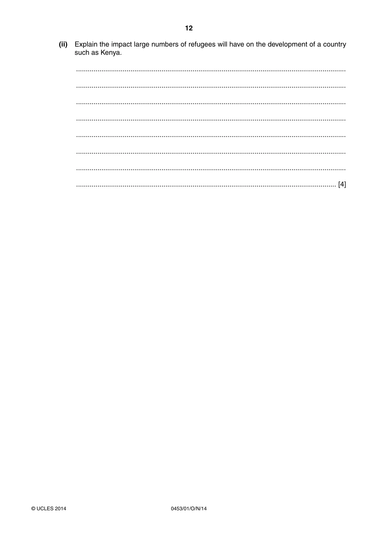 Cambridge IGCSE Development Studies 0453 2014 Oct/Nov Paper 1 · Variant 1 question paper, page 12 of 16