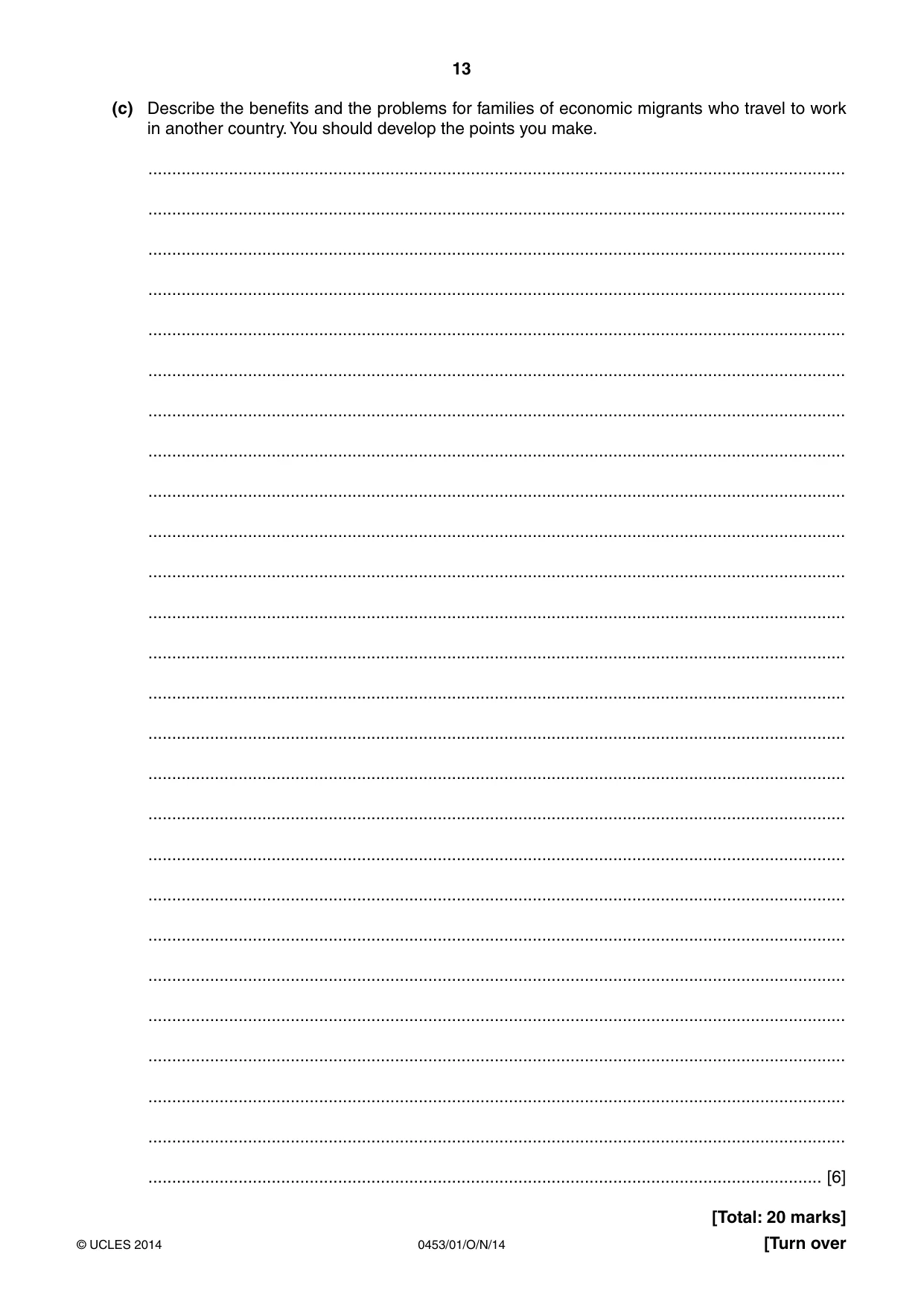 Cambridge IGCSE Development Studies 0453 2014 Oct/Nov Paper 1 · Variant 1 question paper, page 13 of 16
