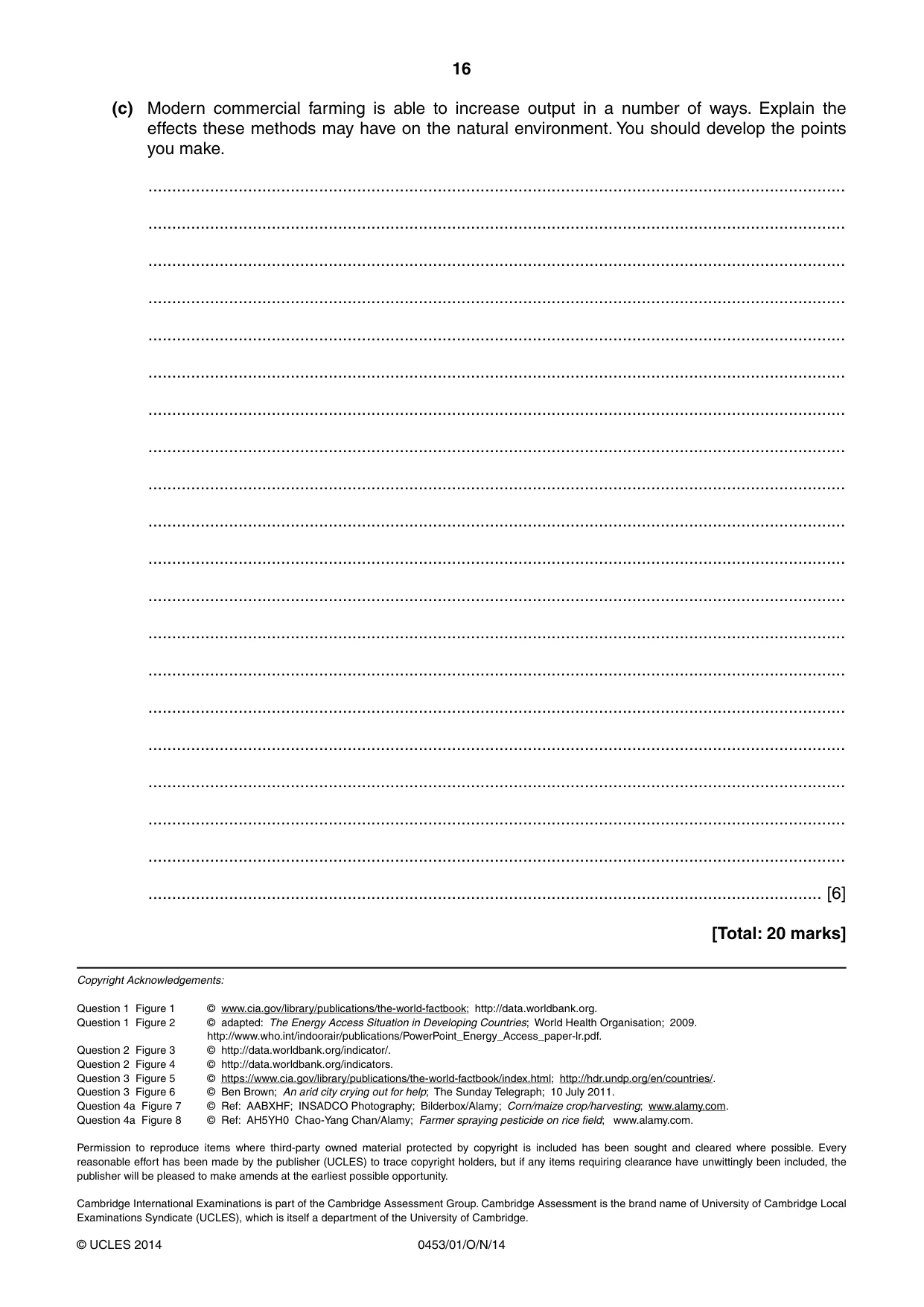 Cambridge IGCSE Development Studies 0453 2014 Oct/Nov Paper 1 · Variant 1 question paper, page 16 of 16