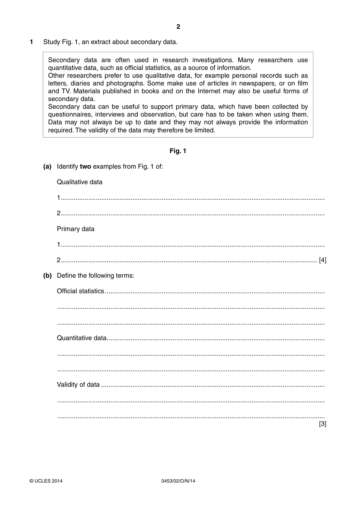 Cambridge IGCSE Development Studies 0453 2014 Oct/Nov Paper 2 · Variant 1 question paper, page 2 of 20