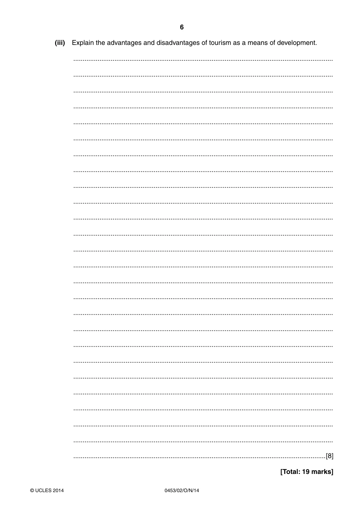 Cambridge IGCSE Development Studies 0453 2014 Oct/Nov Paper 2 · Variant 1 question paper, page 6 of 20