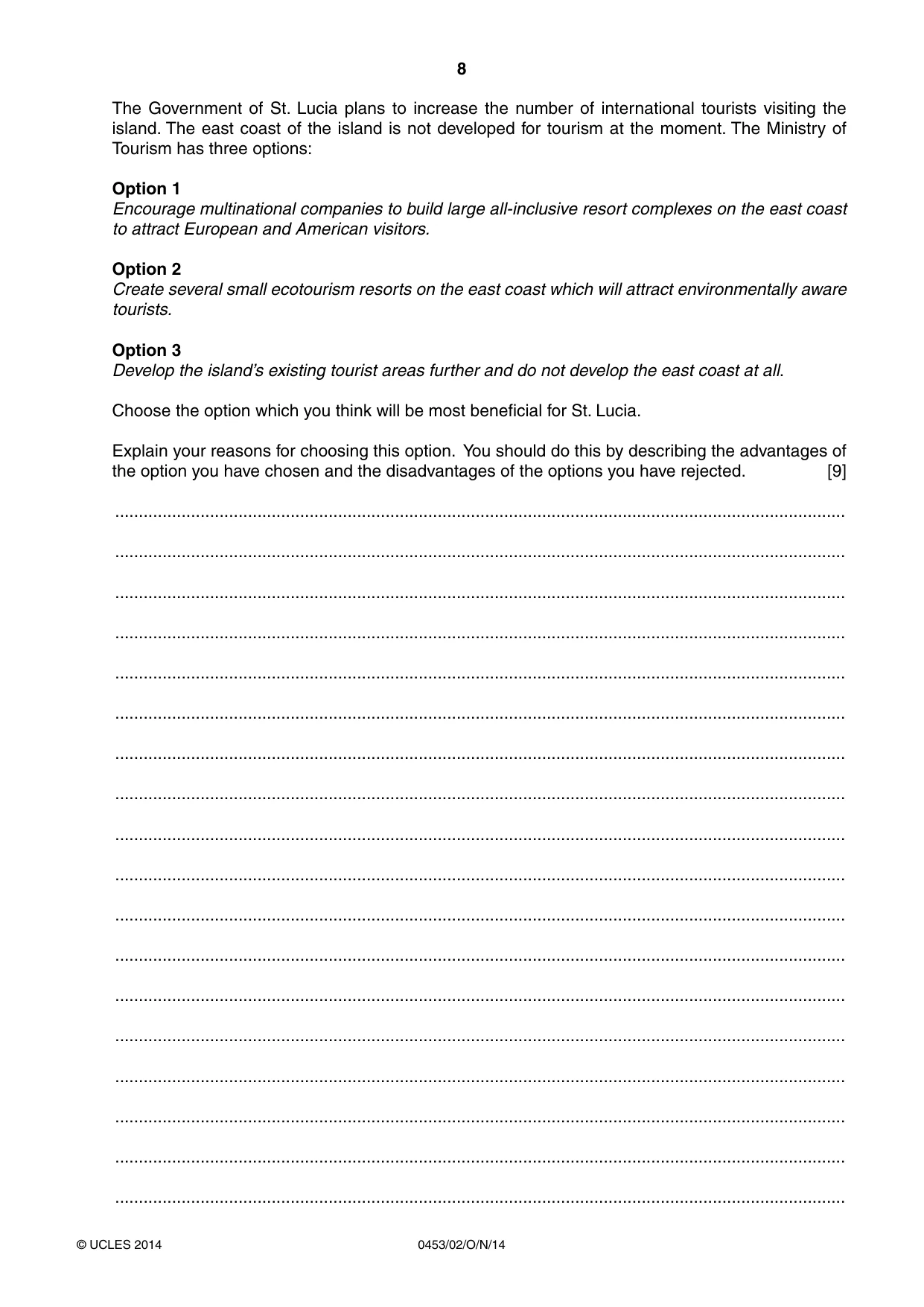 Cambridge IGCSE Development Studies 0453 2014 Oct/Nov Paper 2 · Variant 1 question paper, page 8 of 20