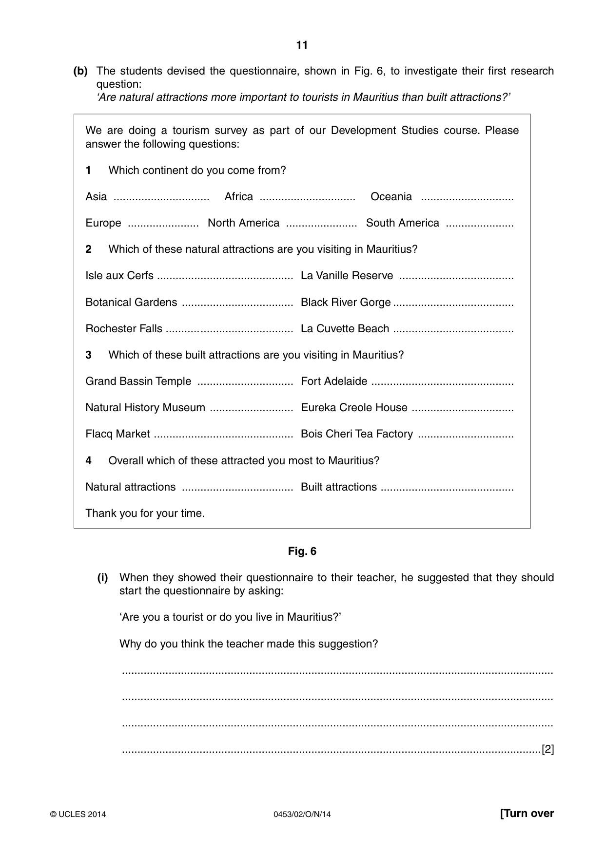 Cambridge IGCSE Development Studies 0453 2014 Oct/Nov Paper 2 · Variant 1 question paper, page 11 of 20