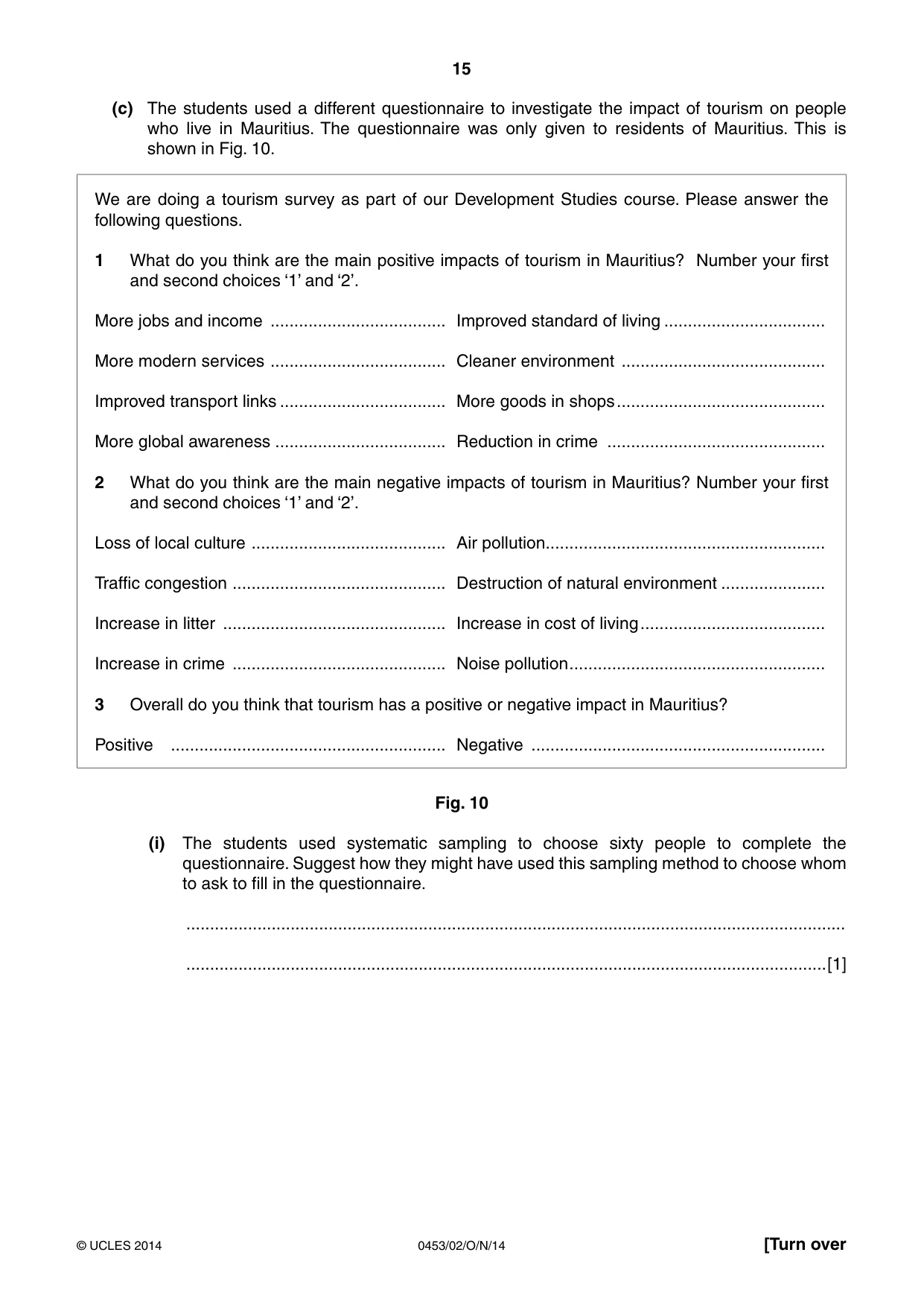 Cambridge IGCSE Development Studies 0453 2014 Oct/Nov Paper 2 · Variant 1 question paper, page 15 of 20