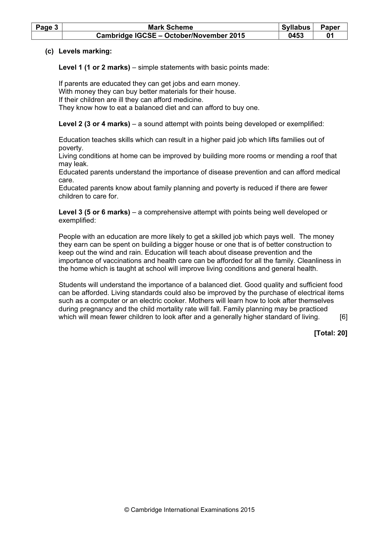 Mark scheme, page 3 of 9