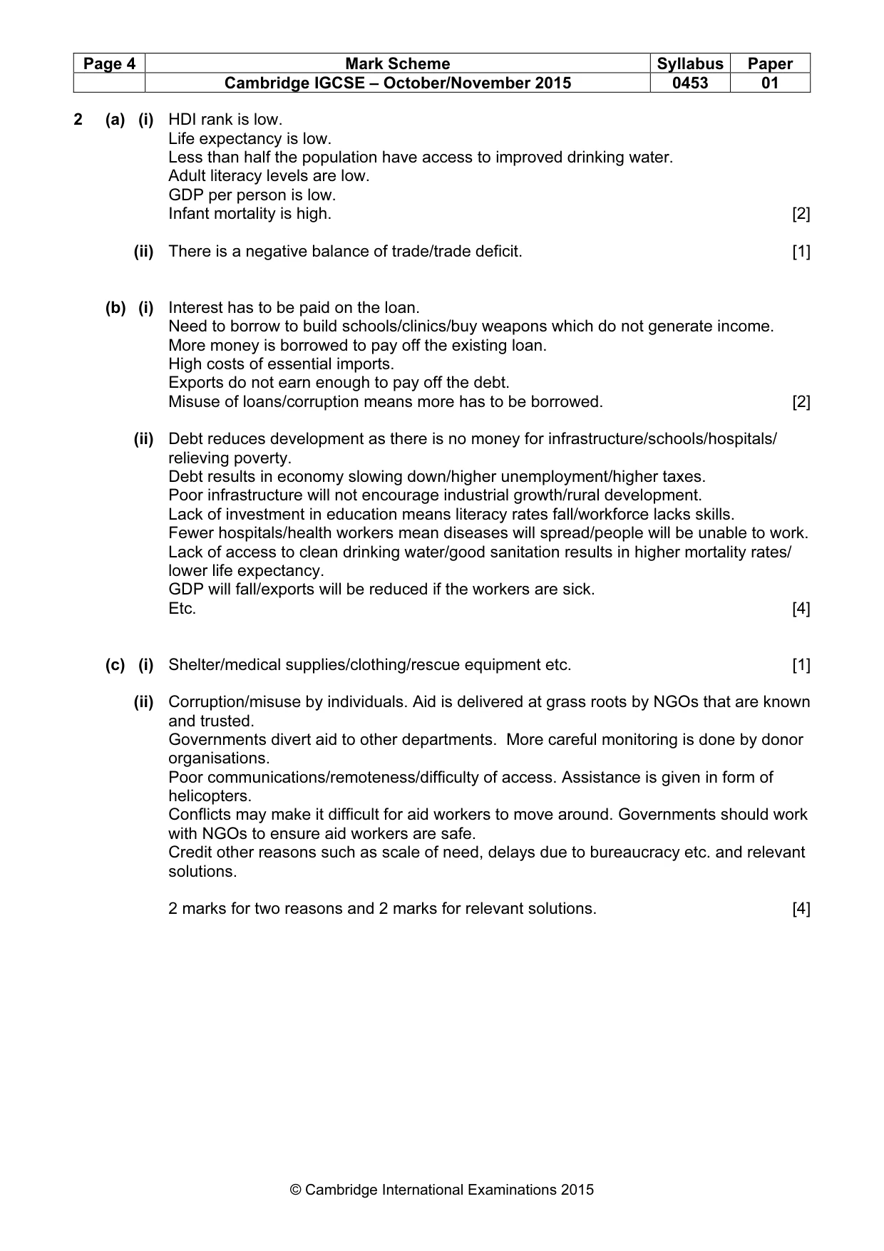 Mark scheme, page 4 of 9