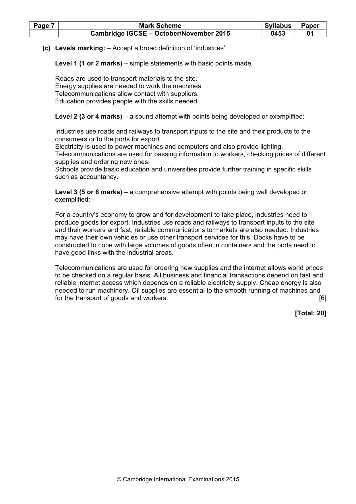Mark scheme, page 7 of 9