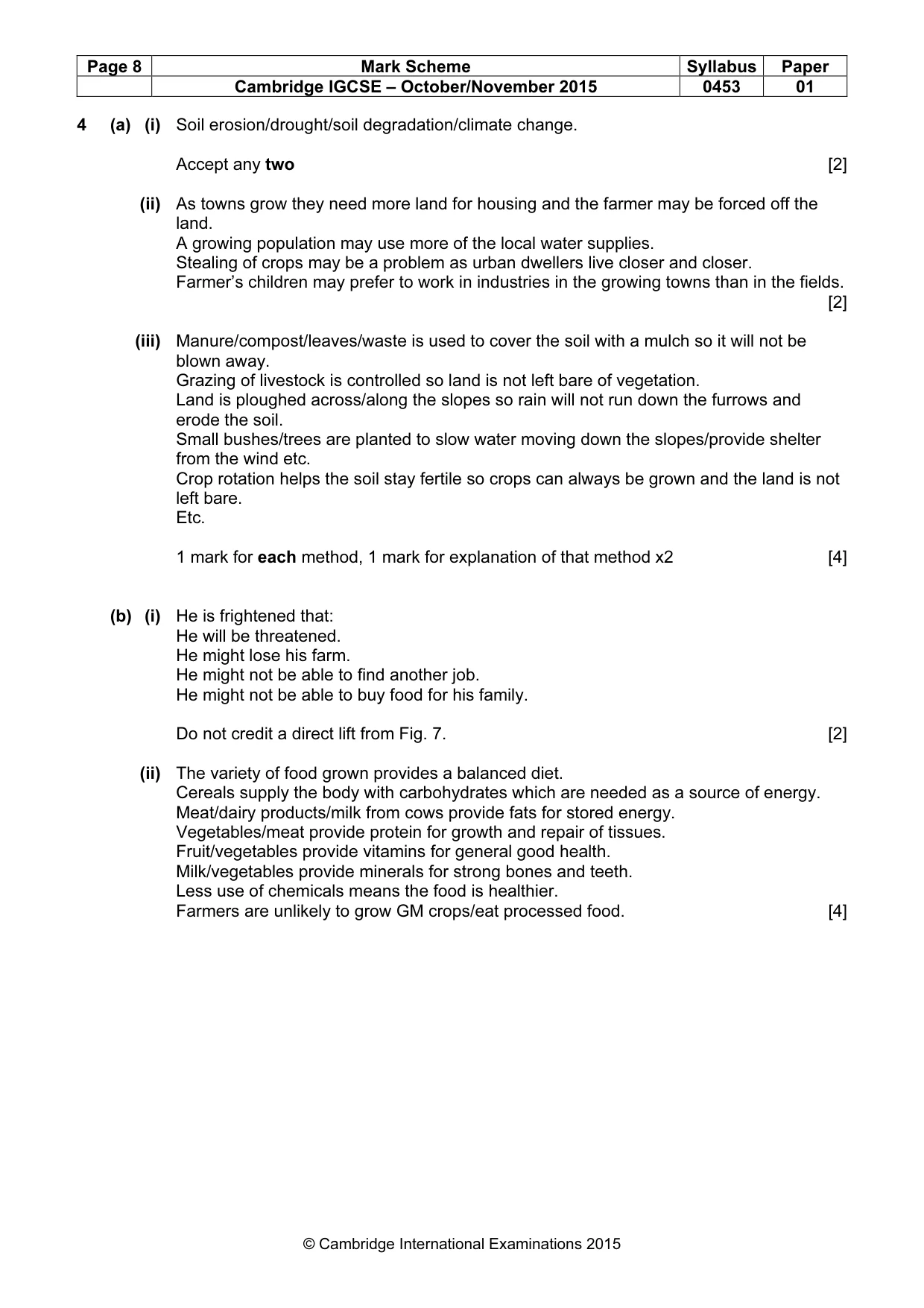 Mark scheme, page 8 of 9