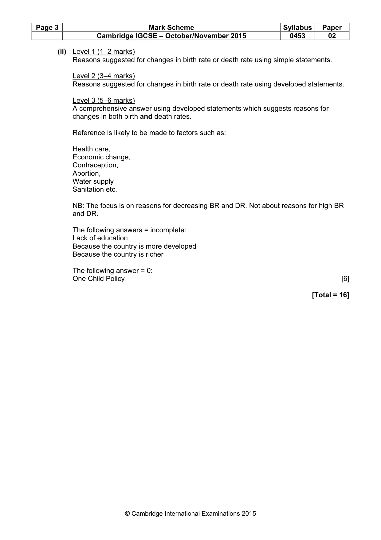 Mark scheme, page 3 of 9