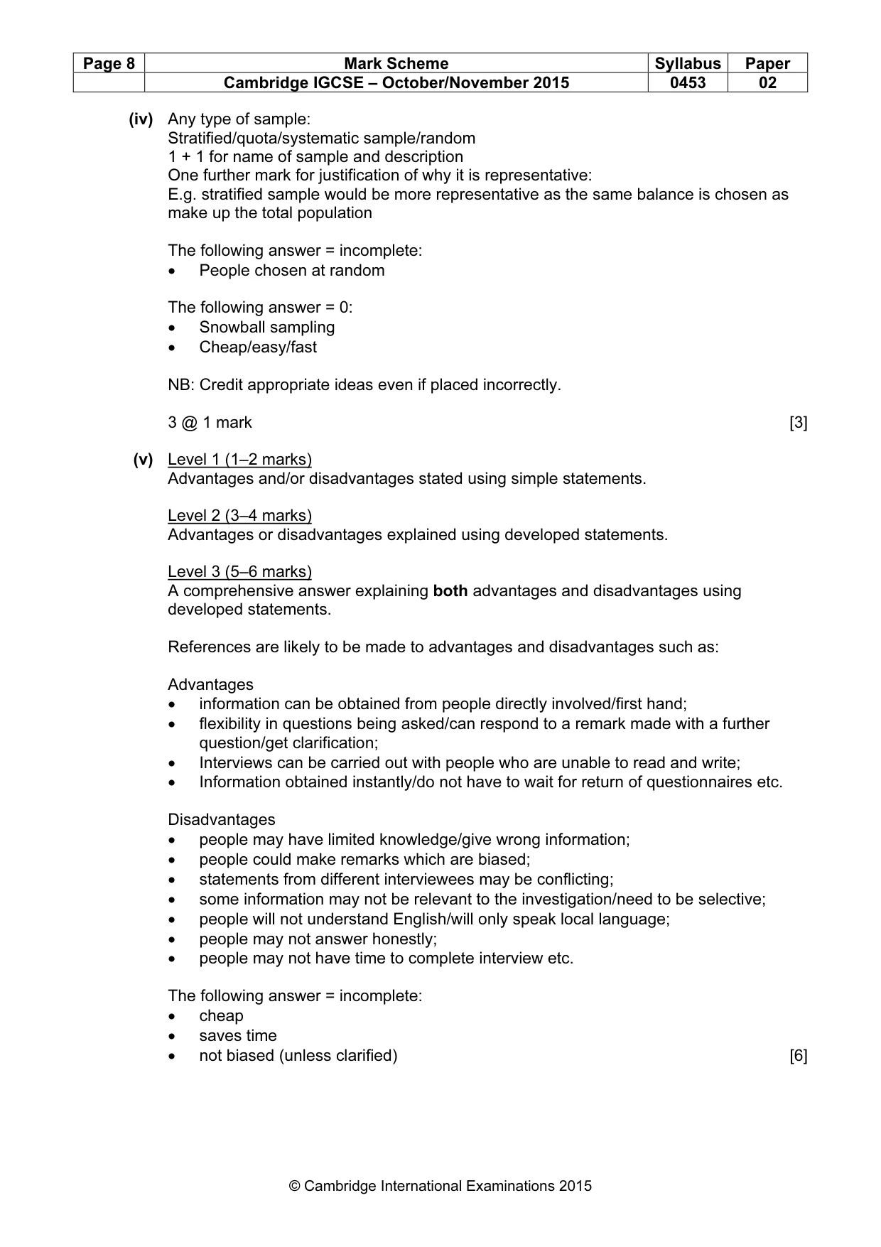 Mark scheme, page 8 of 9