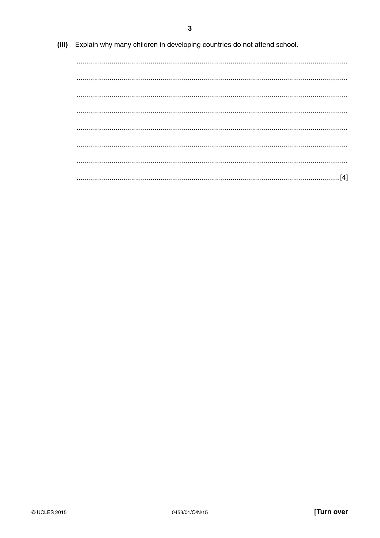 Cambridge IGCSE Development Studies 0453 2015 Oct/Nov Paper 1 · Variant 1 question paper, page 3 of 16