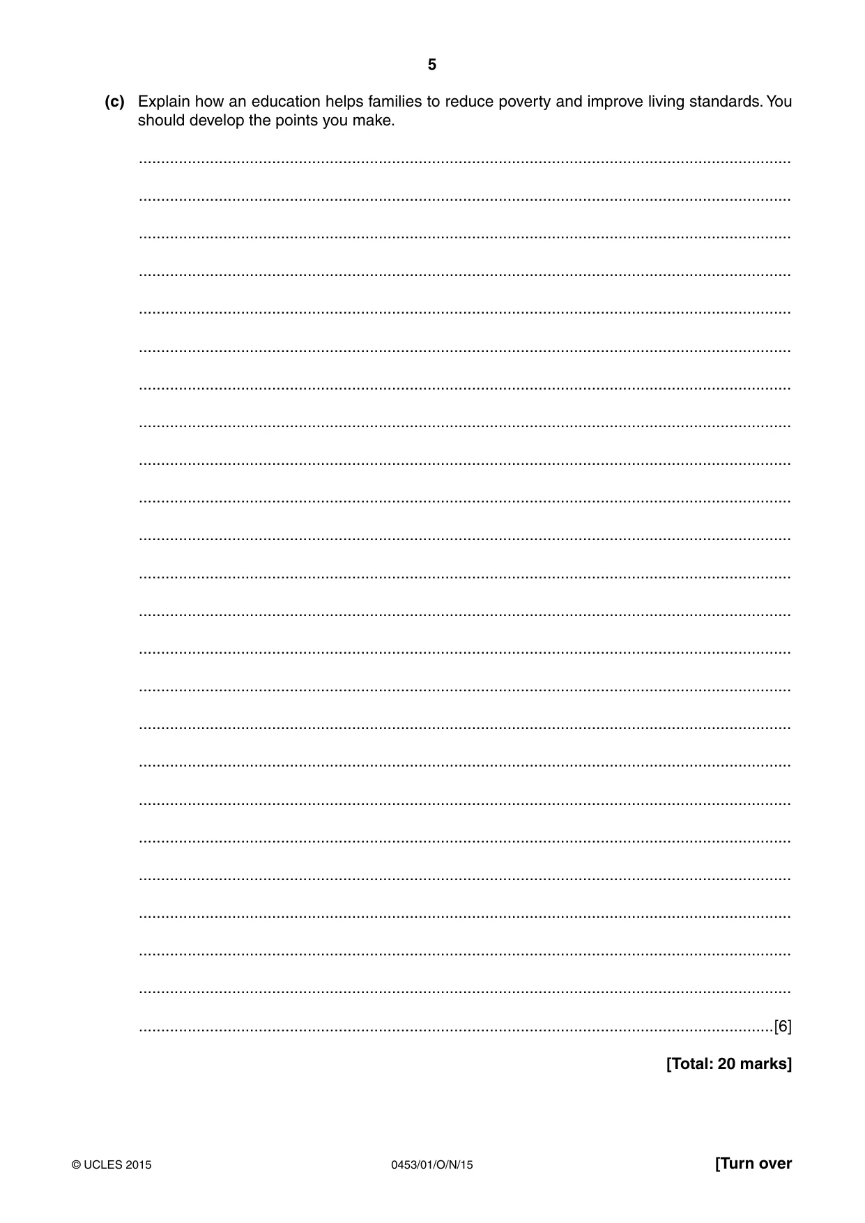 Cambridge IGCSE Development Studies 0453 2015 Oct/Nov Paper 1 · Variant 1 question paper, page 5 of 16