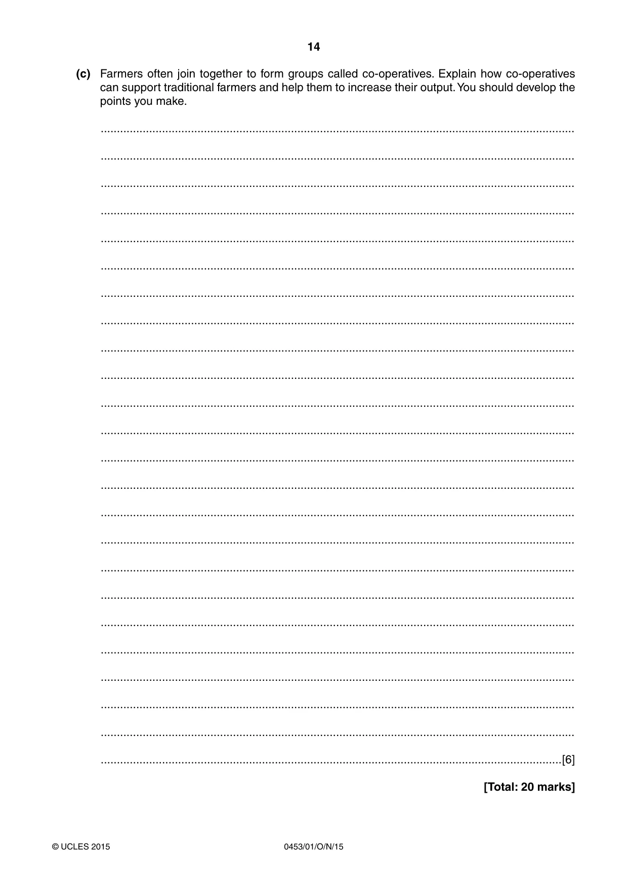 Cambridge IGCSE Development Studies 0453 2015 Oct/Nov Paper 1 · Variant 1 question paper, page 14 of 16