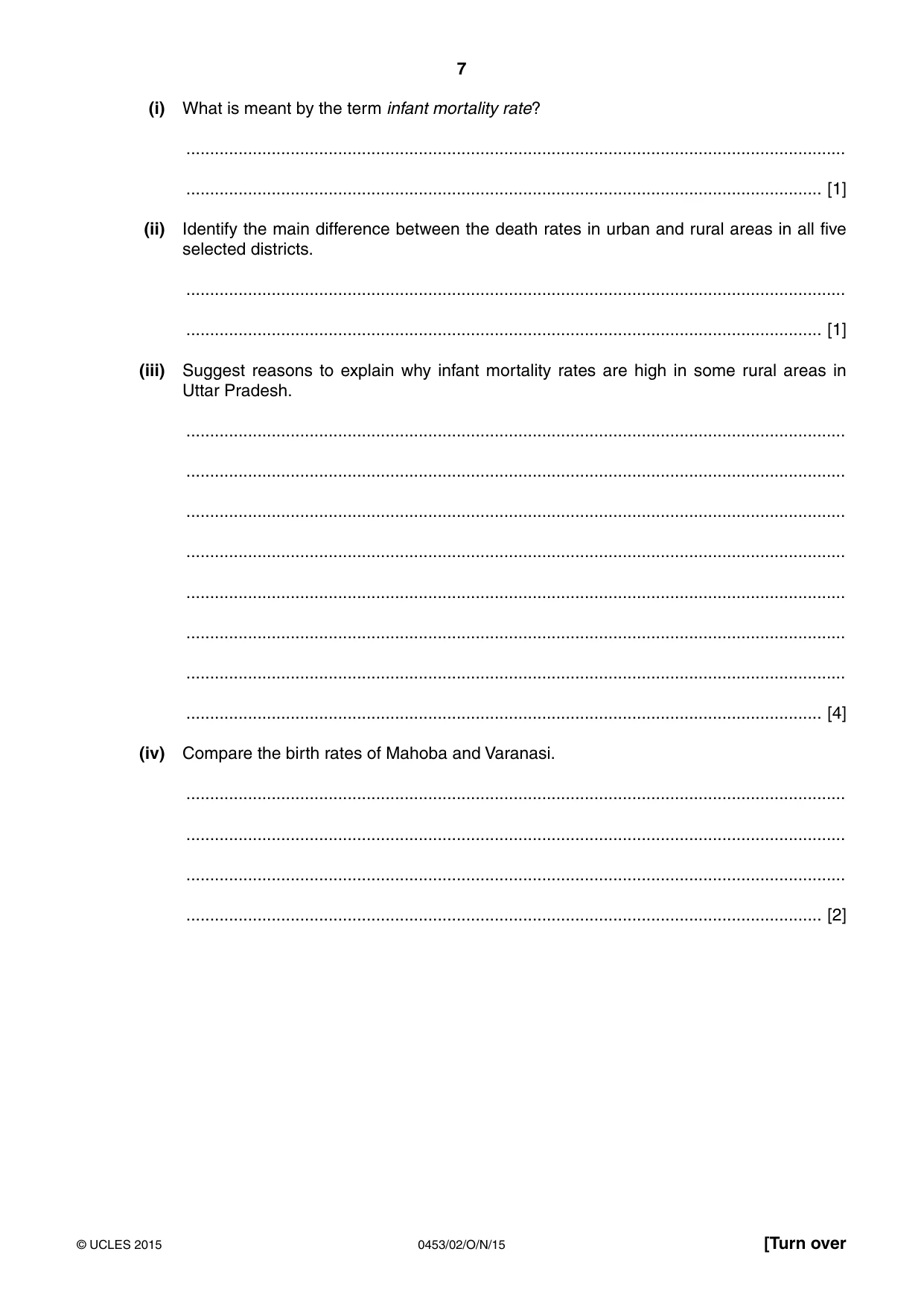 Cambridge IGCSE Development Studies 0453 2015 Oct/Nov Paper 2 · Variant 1 question paper, page 7 of 20