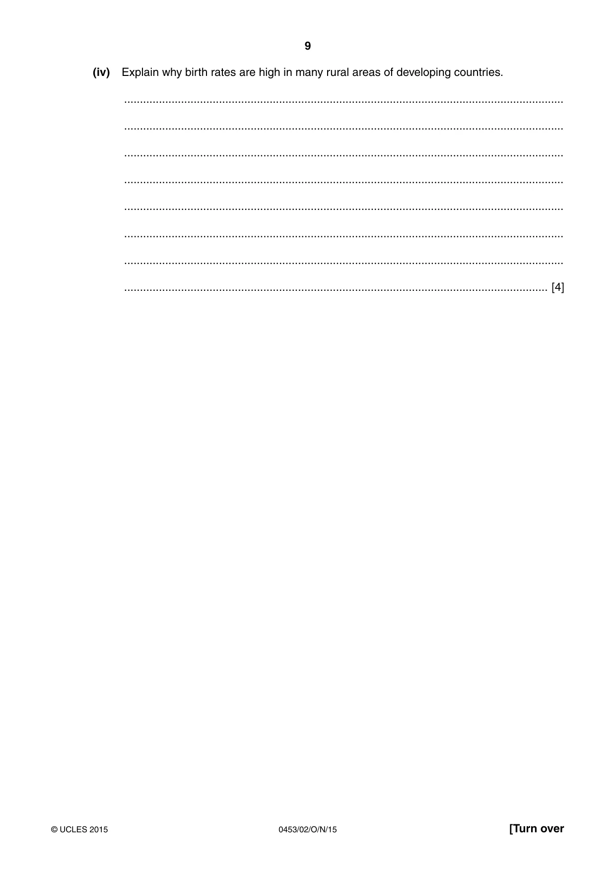 Cambridge IGCSE Development Studies 0453 2015 Oct/Nov Paper 2 · Variant 1 question paper, page 9 of 20