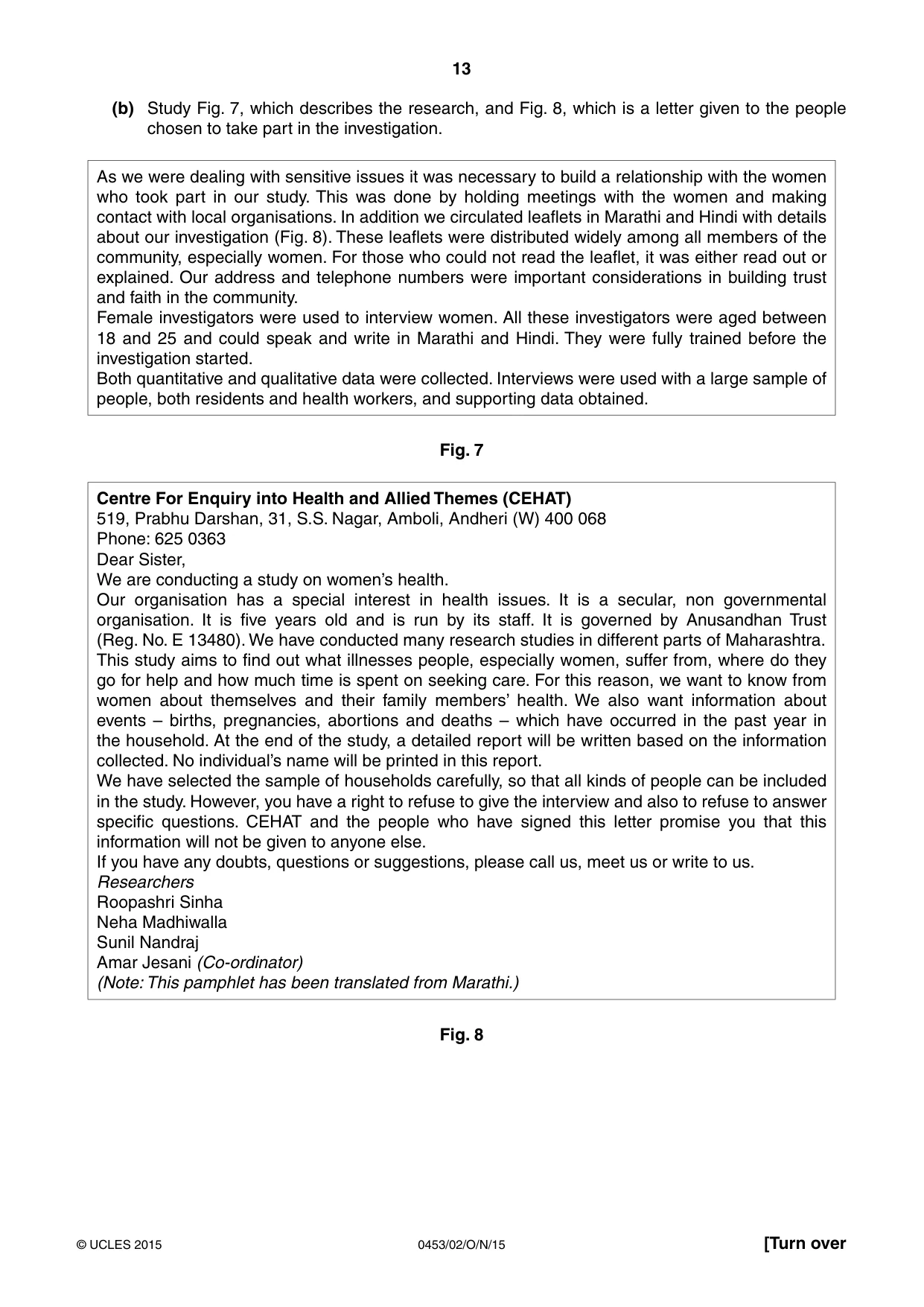 Cambridge IGCSE Development Studies 0453 2015 Oct/Nov Paper 2 · Variant 1 question paper, page 13 of 20