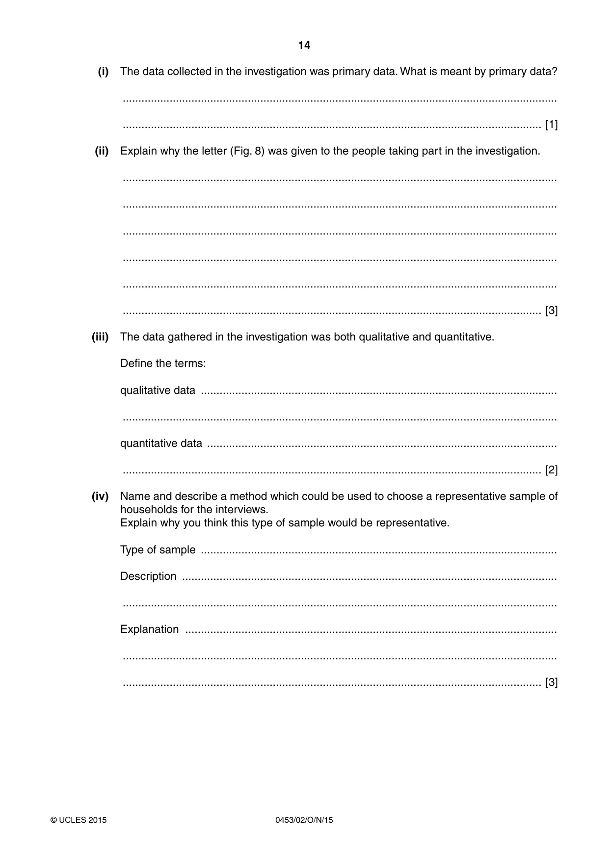 Cambridge IGCSE Development Studies 0453 2015 Oct/Nov Paper 2 · Variant 1 question paper, page 14 of 20