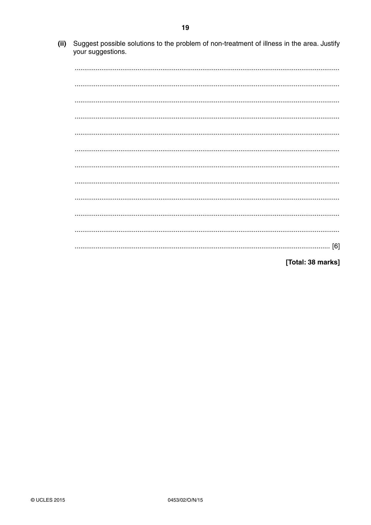 Cambridge IGCSE Development Studies 0453 2015 Oct/Nov Paper 2 · Variant 1 question paper, page 19 of 20
