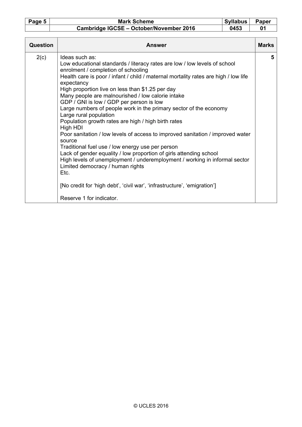 Mark scheme, page 5 of 11