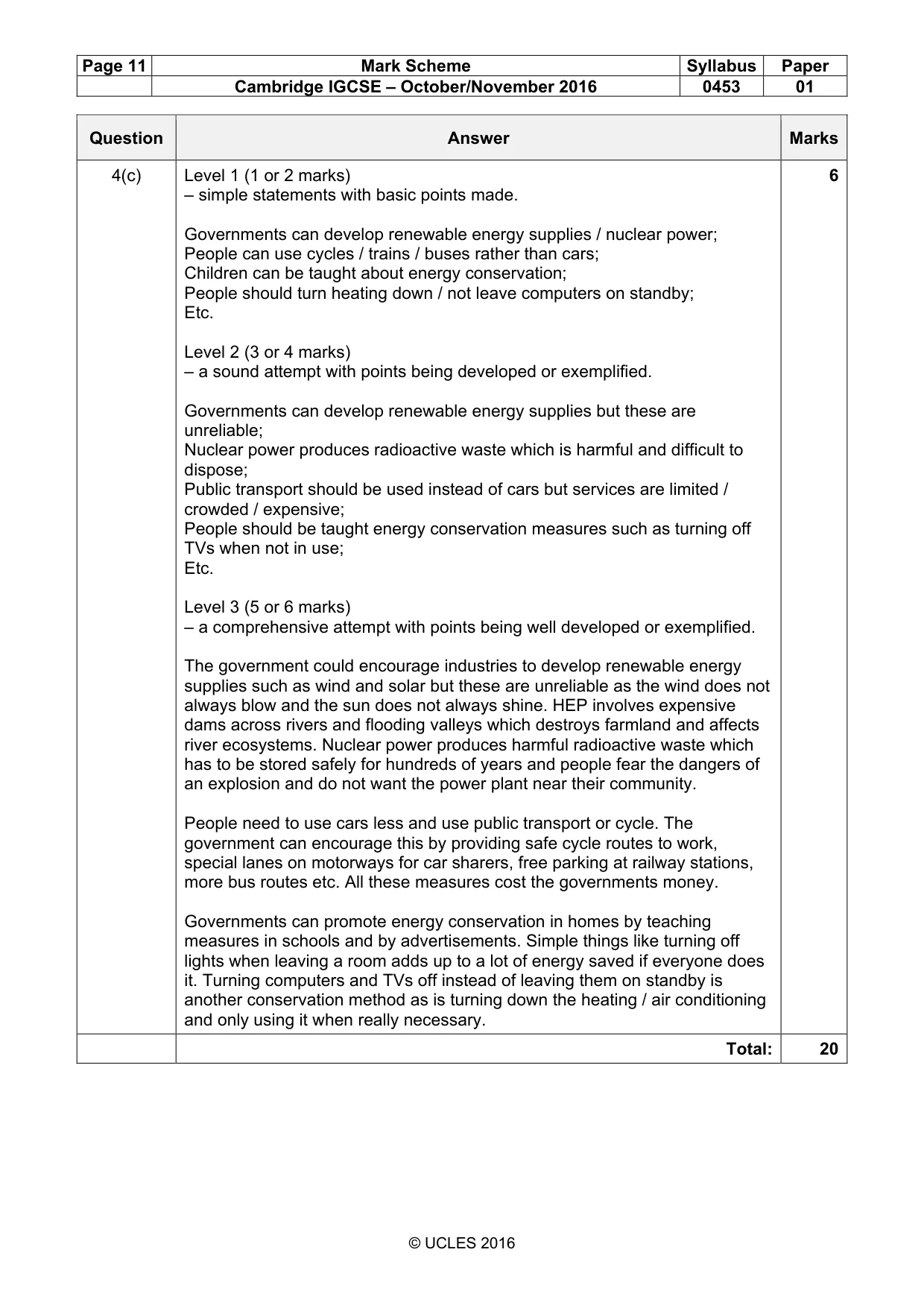 Mark scheme, page 11 of 11