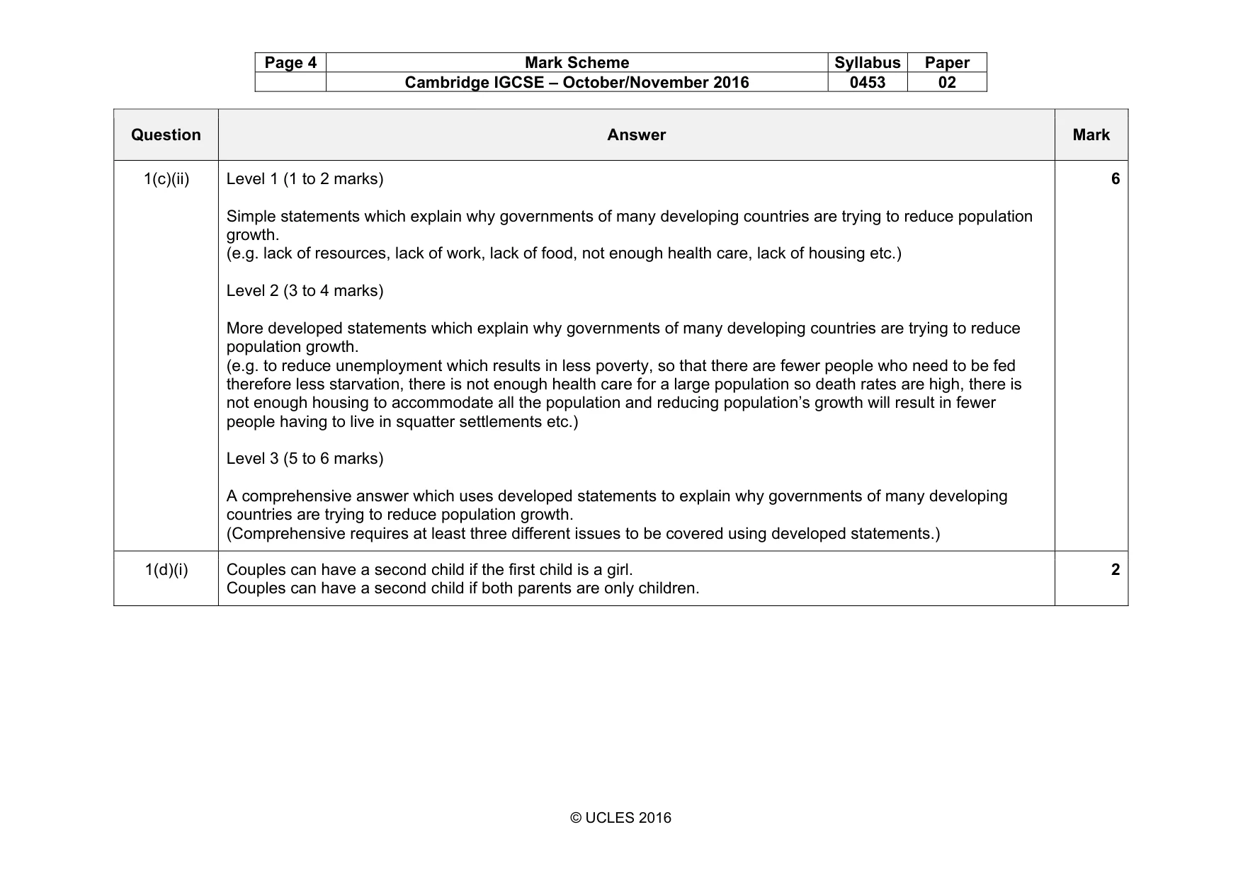 Mark scheme, page 4 of 9
